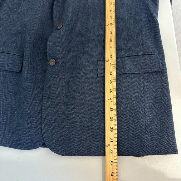 Brooks Brothers Blazer 48L Blue Herringbone 100% Wool Regent Fit Lined - Picture 9 of 12